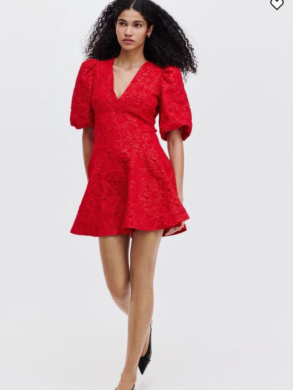 H&M Women’s Red Puff Sleeved Dress Size M $49.99 NWT